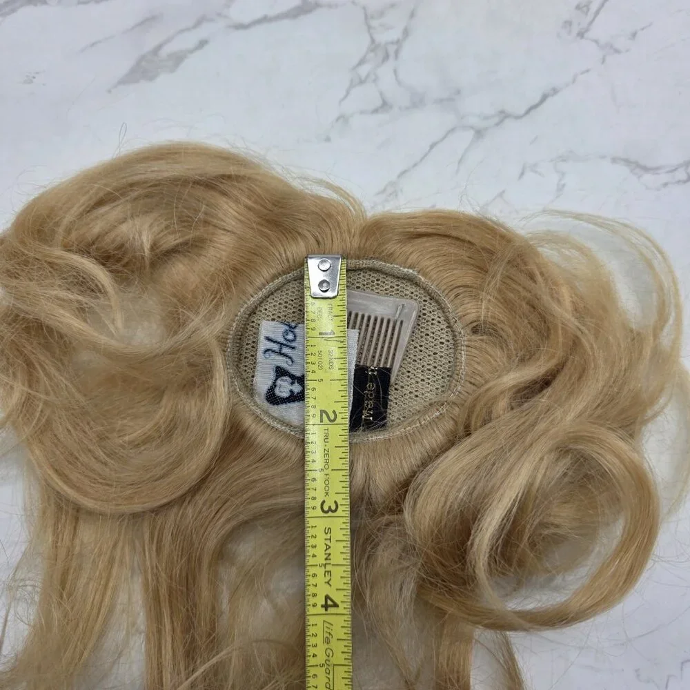 Vintage Long Blonde Human Hair Wig for Doll 8 - 9
